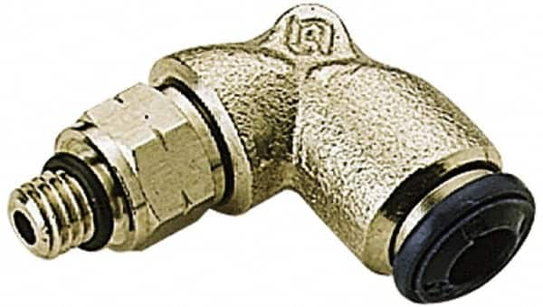 Push-To-Connect Tube to Male & Tube to Male UNF Tube Fitting: Swivel Elbow, #10-32 Thread, 1/8