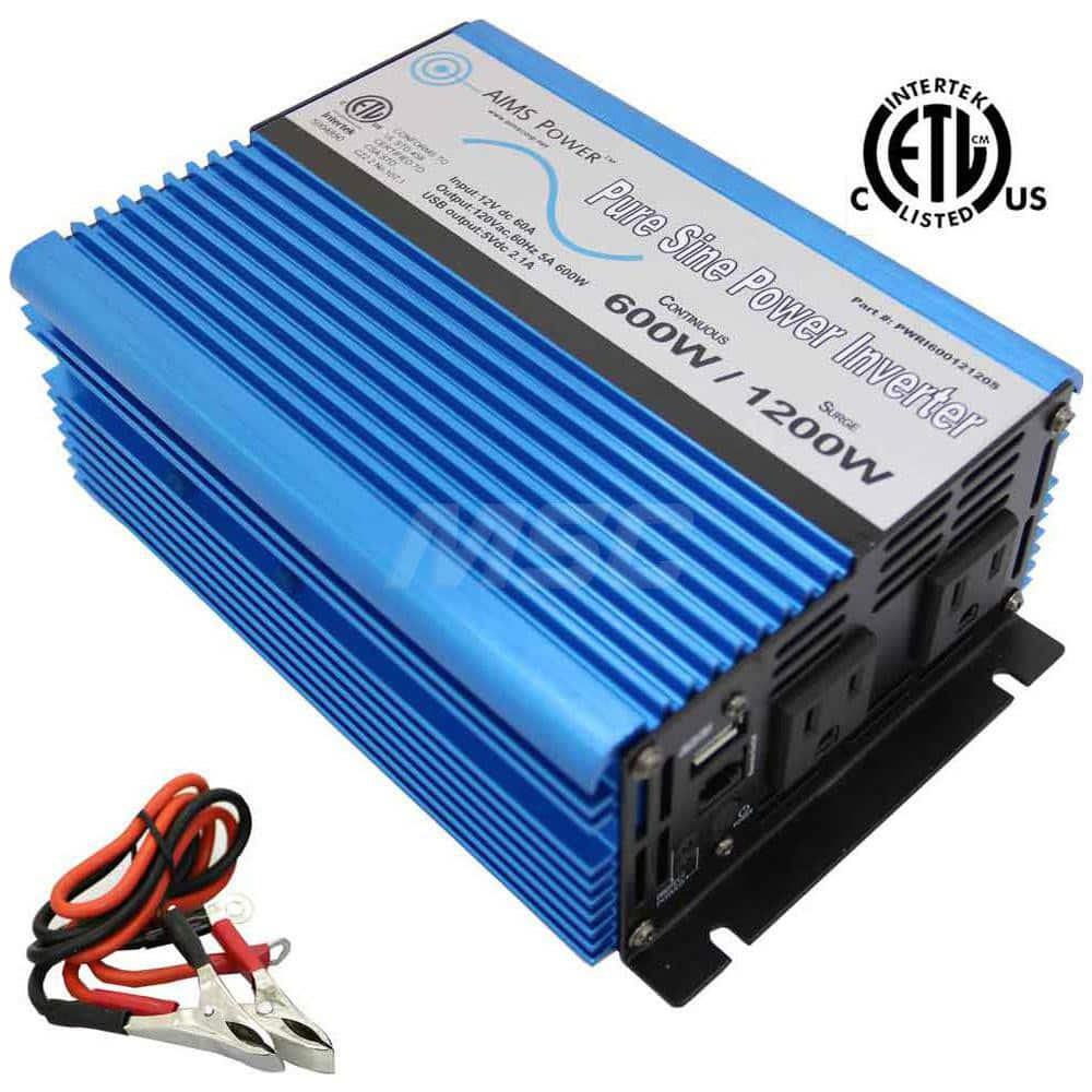 Power Inverters, Input Voltage: 0.00 , Output Voltage: 120 , Continuous Output Power: 600 , Peak Output Power: 1200 , Maximum Input Current Rating: 15  MPN:PWRI60012120S