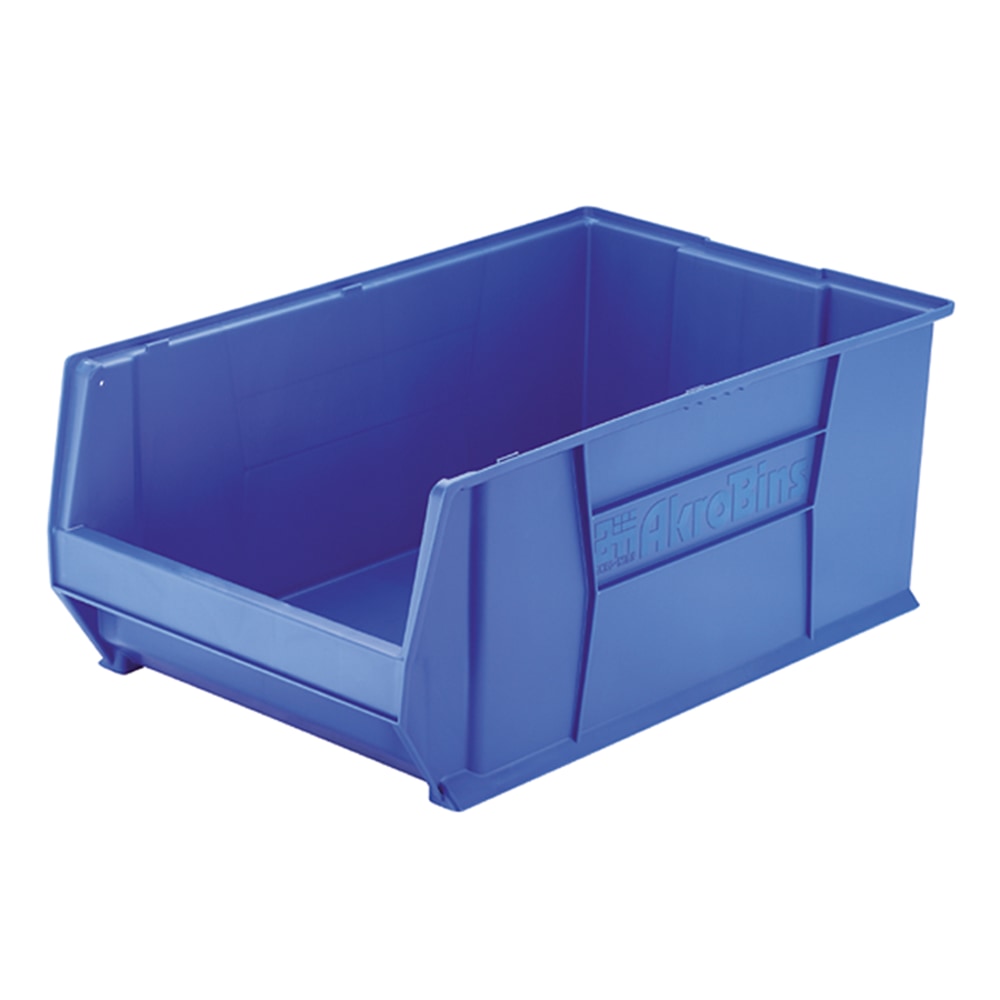 Akro-Mils Heavy-Duty Stackable Storage Bin, Medium Size, 12in x 18 4/10in x 20in, Blue MPN:30283BLUE