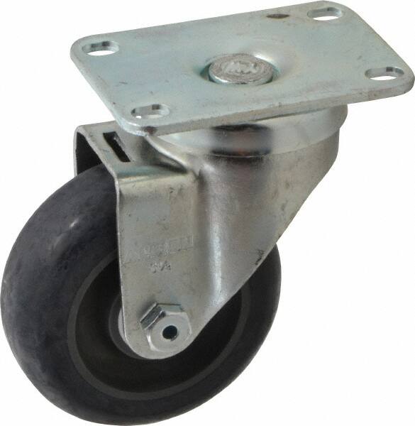 Swivel Top Plate Caster: Polyurethane, 3-1/2