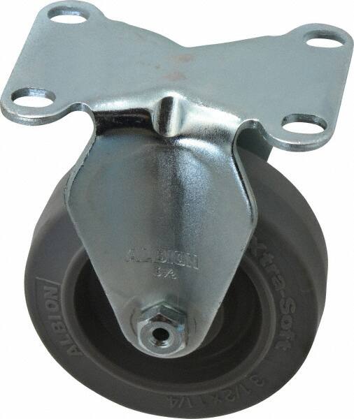 Rigid Top Plate Caster: Rubber, 3-1/2