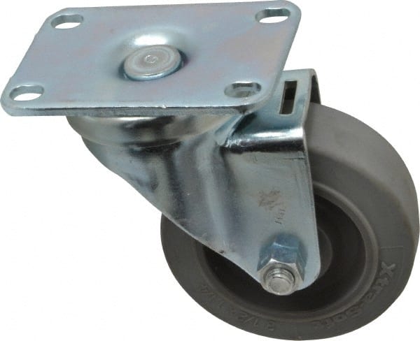 Swivel Top Plate Caster: Rubber, 3-1/2