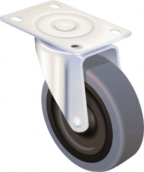 Swivel Top Plate Caster: Rubber, 3-1/2