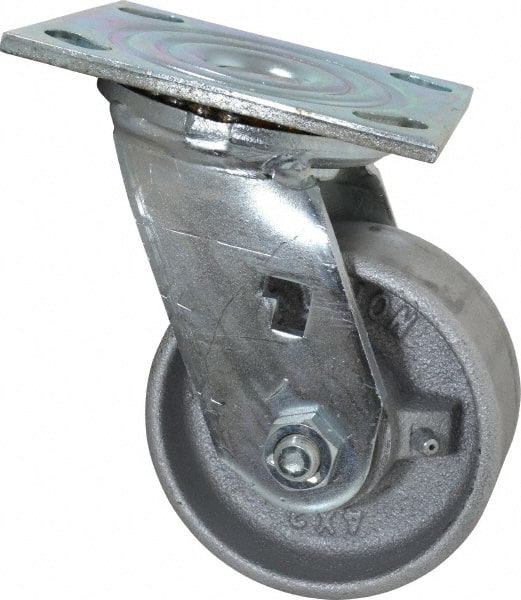 Swivel Top Plate Caster: Cast Iron, 4