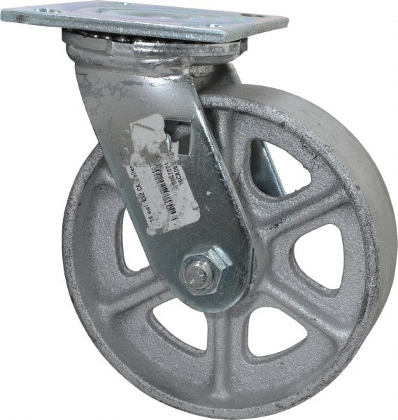 Swivel Top Plate Caster: Cast Iron, 6