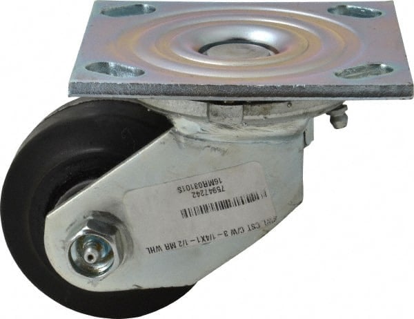 Swivel Top Plate Caster: Rubber, 3-1/4