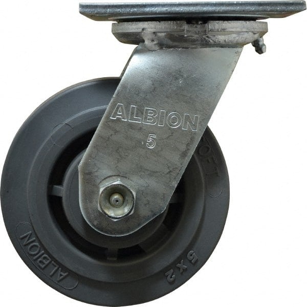 Swivel Top Plate Caster: Soft Rubber, 5