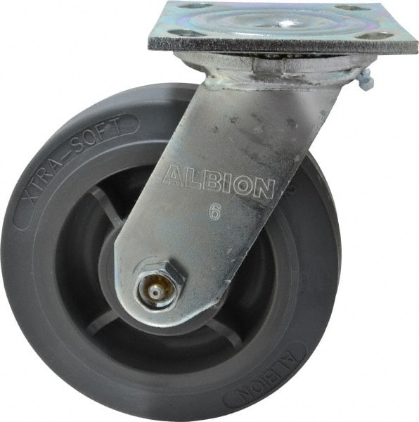 Swivel Top Plate Caster: Soft Rubber, 6