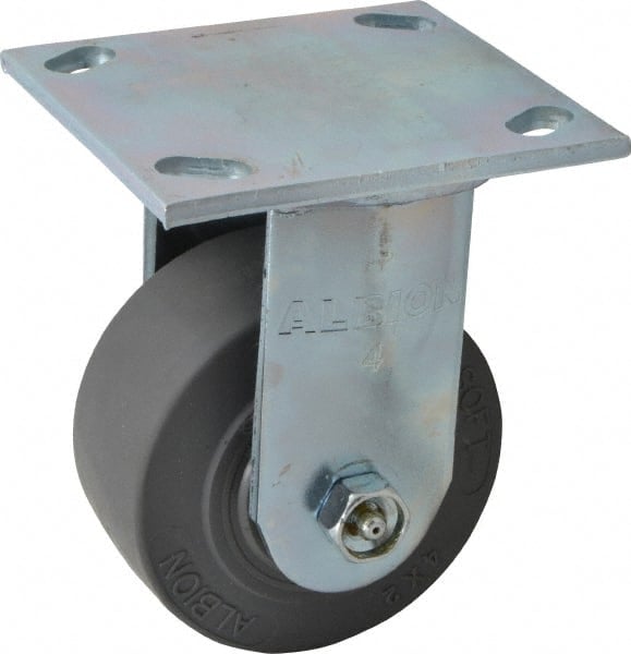 Rigid & Swivel Top Plate Caster: Soft Rubber, 4