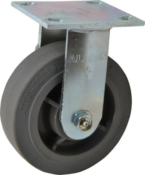 Rigid & Swivel Top Plate Caster: Soft Rubber, 6