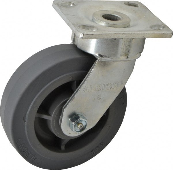 Swivel Top Plate Caster: Soft Rubber, 6