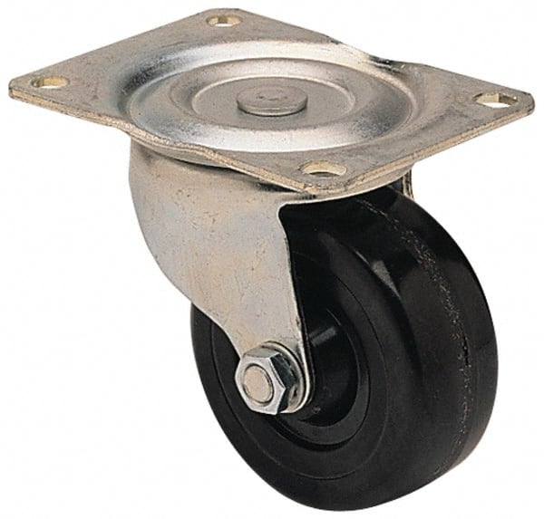 Rigid & Swivel Top Plate Caster: Hard Rubber, 3