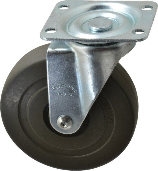 Swivel Top Plate Caster: Hard Rubber, 5