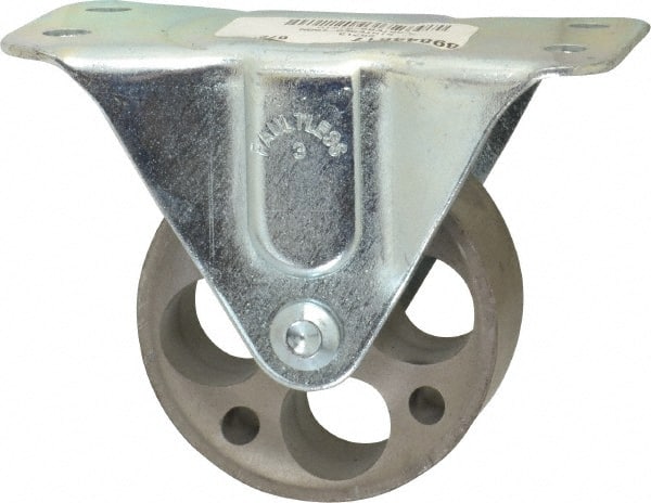 Rigid Top Plate Caster: Cast Iron, 3