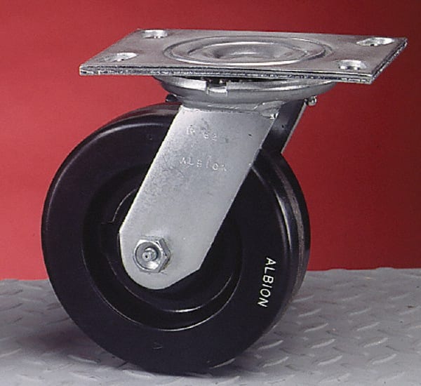 Swivel Top Plate Caster: Rubber, 5