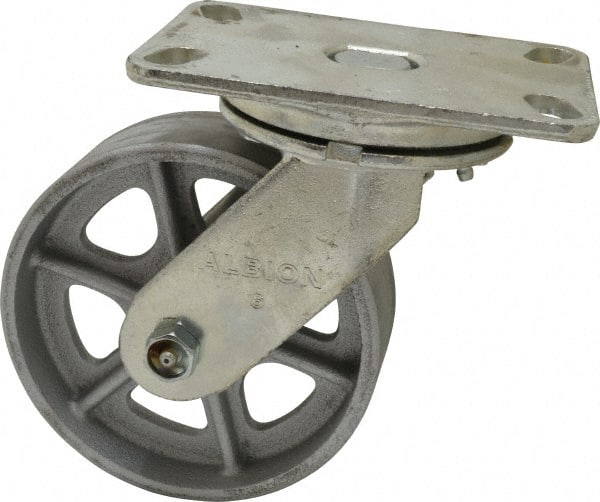 Swivel Top Plate Caster: Cast Iron, 6