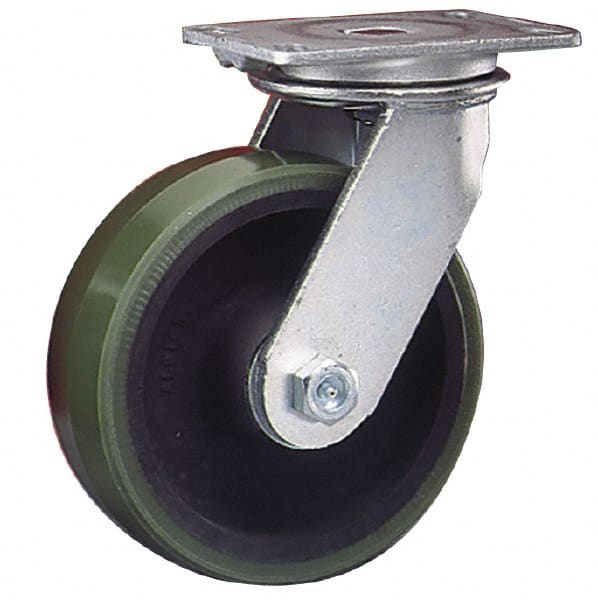 Swivel Top Plate Caster: Cast Iron, 8