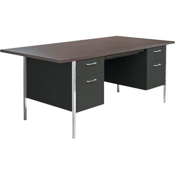 Desk: Woodgrain Laminate, Mocha & Black MPN:ALESD7236BM