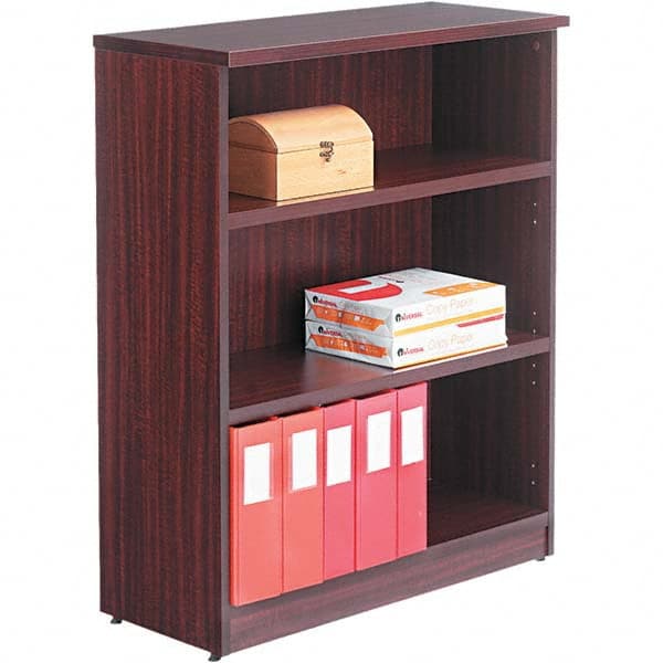 Bookcases, Overall Height: 39.38in , Overall Width: 31.75 , Overall Depth: 14 , Material: Textured Woodgrain Laminate , Color: Mahogany  MPN:ALEVA634432MY
