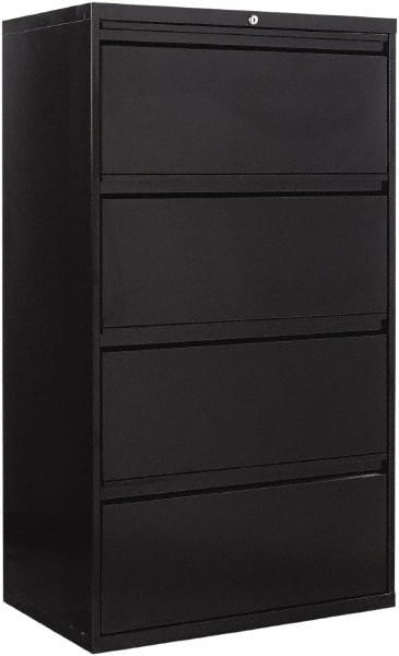 Horizontal File Cabinet: 4 Drawers, Steel, Black MPN:ALEHLF3054BL