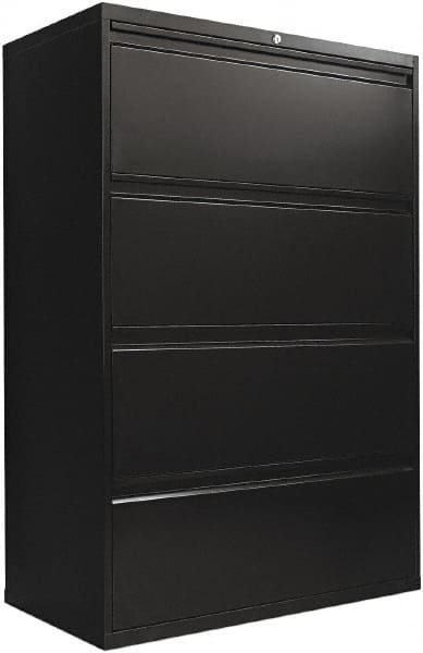 Horizontal File Cabinet: 4 Drawers, Steel, Black MPN:ALEHLF3654BL