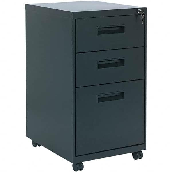 Pedestal File Cabinet: 3 Drawers, Steel, Black MPN:ALEPABBFBL