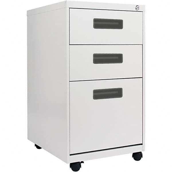 Pedestal File Cabinet: 3 Drawers, Steel, Light Gray MPN:ALEPABBFLG