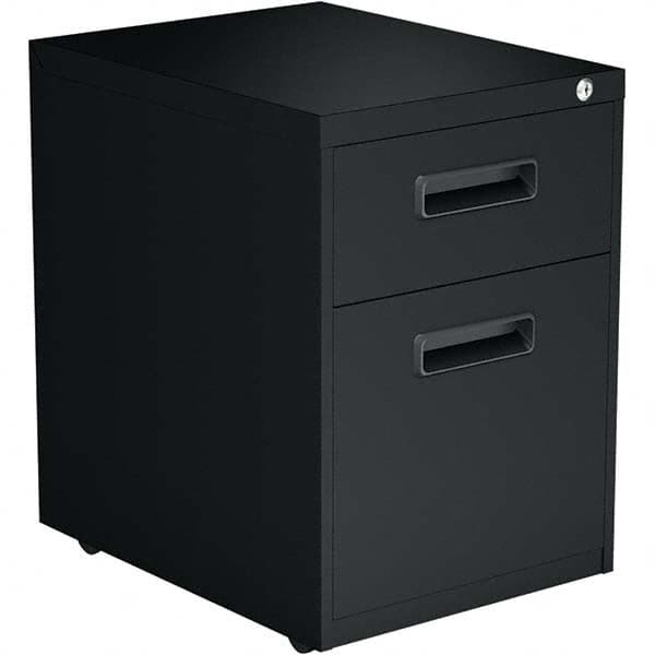 Pedestal File Cabinet: 2 Drawers, Steel, Black MPN:ALEPABFBL