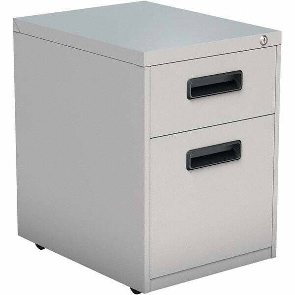 Pedestal File Cabinet: 2 Drawers, Steel, Light Gray MPN:ALEPABFLG