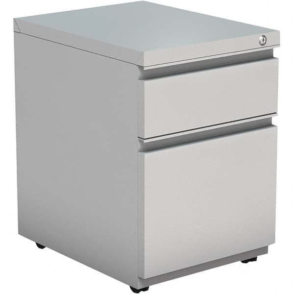 Pedestal File Cabinet: 2 Drawers, Steel, Light Gray MPN:ALEPBBFLG