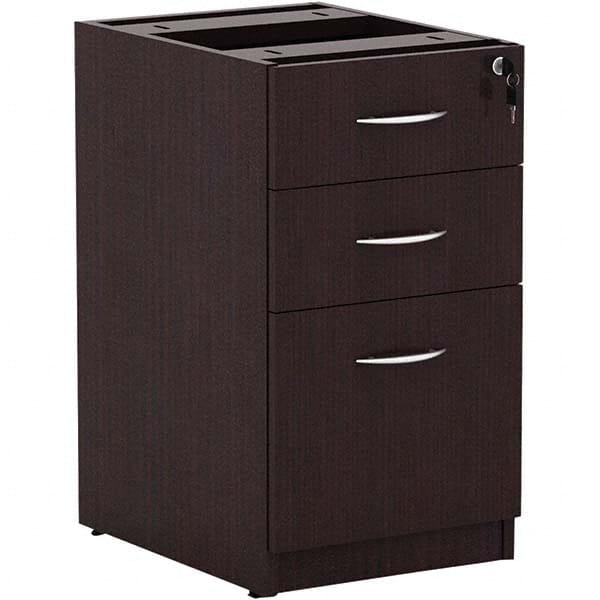 Pedestal File Cabinet: 3 Drawers, Textured Woodgrain Laminate, Espresso MPN:ALEVA532822ES