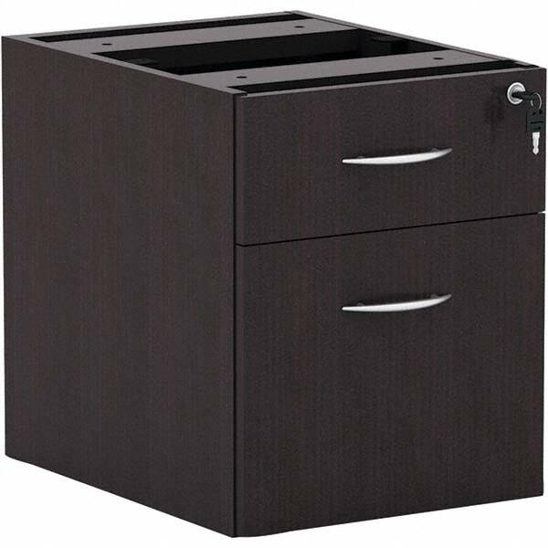 Pedestal File Cabinet: 2 Drawers, Textured Woodgrain Laminate, Espresso MPN:ALEVA552222ES