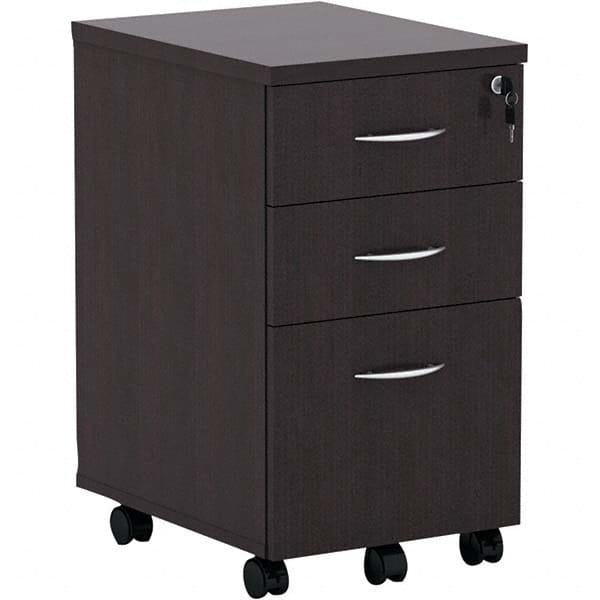 Pedestal File Cabinet: 3 Drawers, Fabric Covered, Espresso MPN:ALEVA572816ES