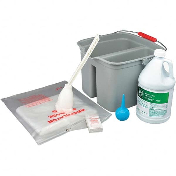 Facepiece Respirator Cleaning Kit: Includes (100) Storage Bags, 1 gal Liquid Soap, 17 qt 2-Sided Bucket, Air Bulb & Scrubbing Brush MPN:4002