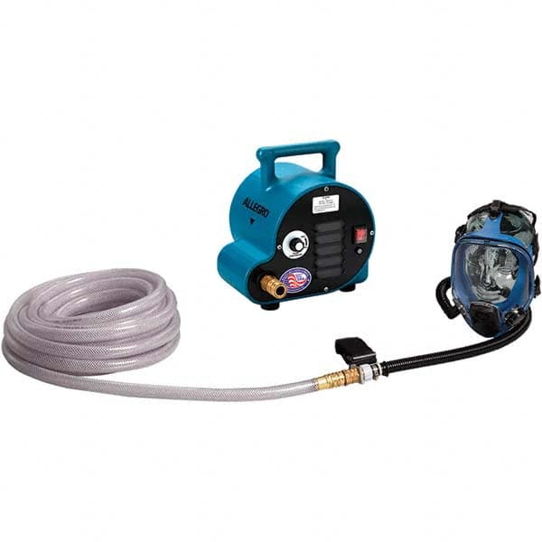 SAR Full Facepiece: 50' Breathing Air Hose, Breathing Air Blower, Flow Indicator, Full Face Mask Respirator MPN:9200-01A