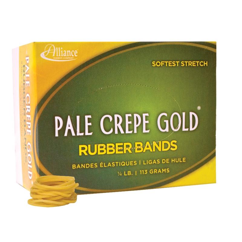 Alliance Rubber Pale Crepe Gold Rubber Bands In 1/4-Lb Box, #12, 1 3/4in x 1/16in, Box Of 963 (Min Order Qty 21) MPN:20129