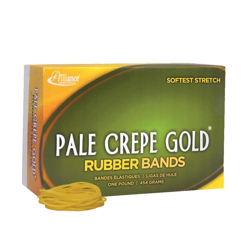 Alliance Rubber Pale Crepe Gold Rubber Bands, #16, 2 1/2in x 1/16in, 1 Lb, Box Of 2,675 (Min Order Qty 6) MPN:20165