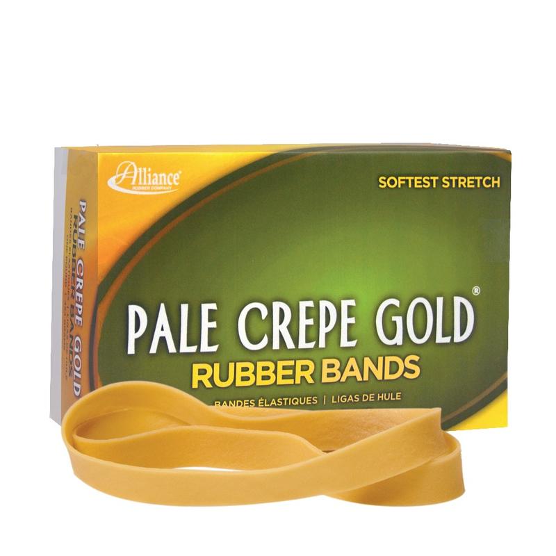 Alliance Rubber Pale Crepe Gold Rubber Bands, #107, 7in x 5/8in, 1 Lb, Box Of 60 (Min Order Qty 10) MPN:21075