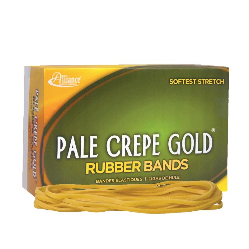 Alliance Rubber Pale Crepe Gold Rubber Bands, #117B, 7in x 1/8in, 1 Lb, Box Of 300 (Min Order Qty 10) MPN:21405