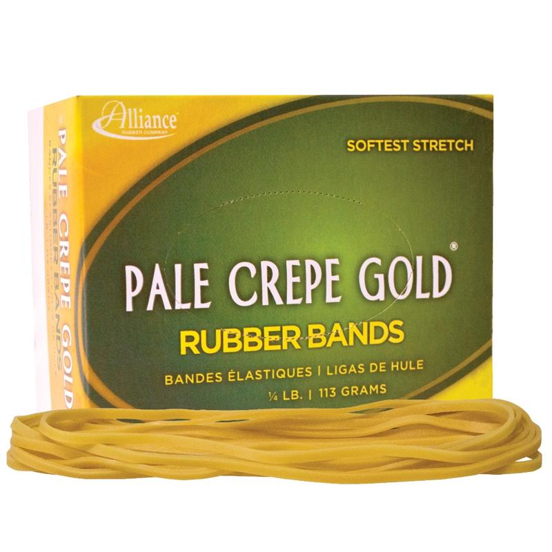 Alliance Rubber Pale Crepe Gold Rubber Bands In 1/4-Lb Box, #117B, 7in x 1/8in, Box Of 75 (Min Order Qty 24) MPN:21409