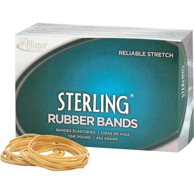 Alliance Rubber 24185 Sterling Rubber Bands, Size #18, 3in x 1/16in, Natural Crepe, Approximately 1900 Bands (Min Order Qty 8) MPN:24185