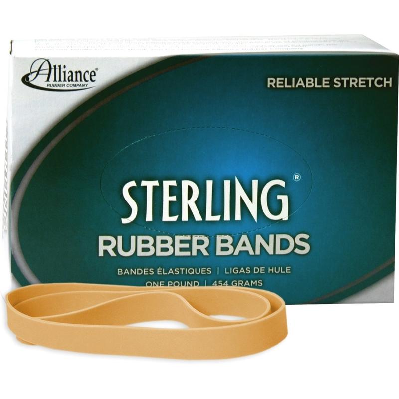 Alliance Rubber 25055 Sterling Rubber Bands, Size #105, 5in x 5/8in, Natural Crepe, Approximately 70 Bands (Min Order Qty 9) MPN:25055