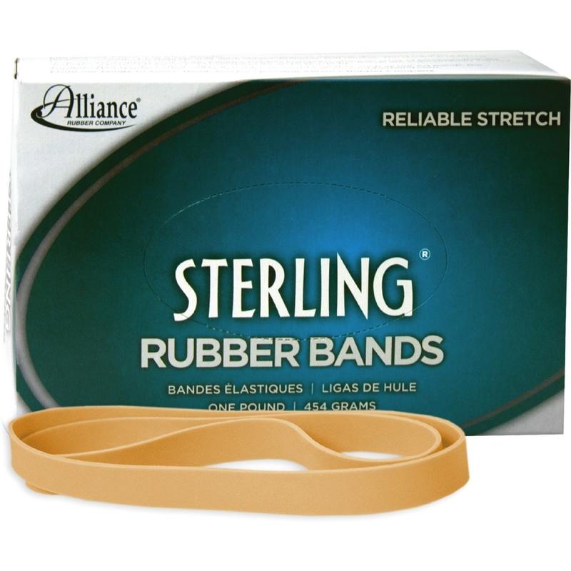 Alliance Rubber 25075 Sterling Rubber Bands, Size #107, 7in x 5/8in, Natural Crepe, Approximately 50 Bands (Min Order Qty 10) MPN:25075