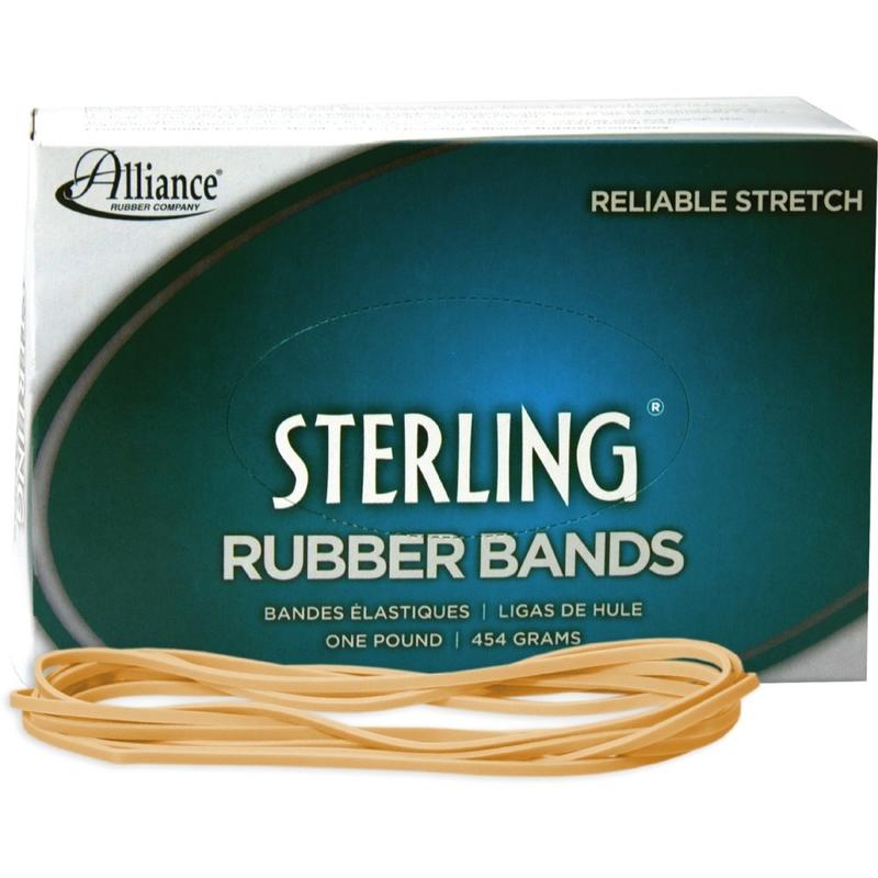 Alliance Rubber 25405 Sterling Rubber Bands, 7in x 0.125in, Natural Crepe, 1 lb. (Min Order Qty 9) MPN:25405