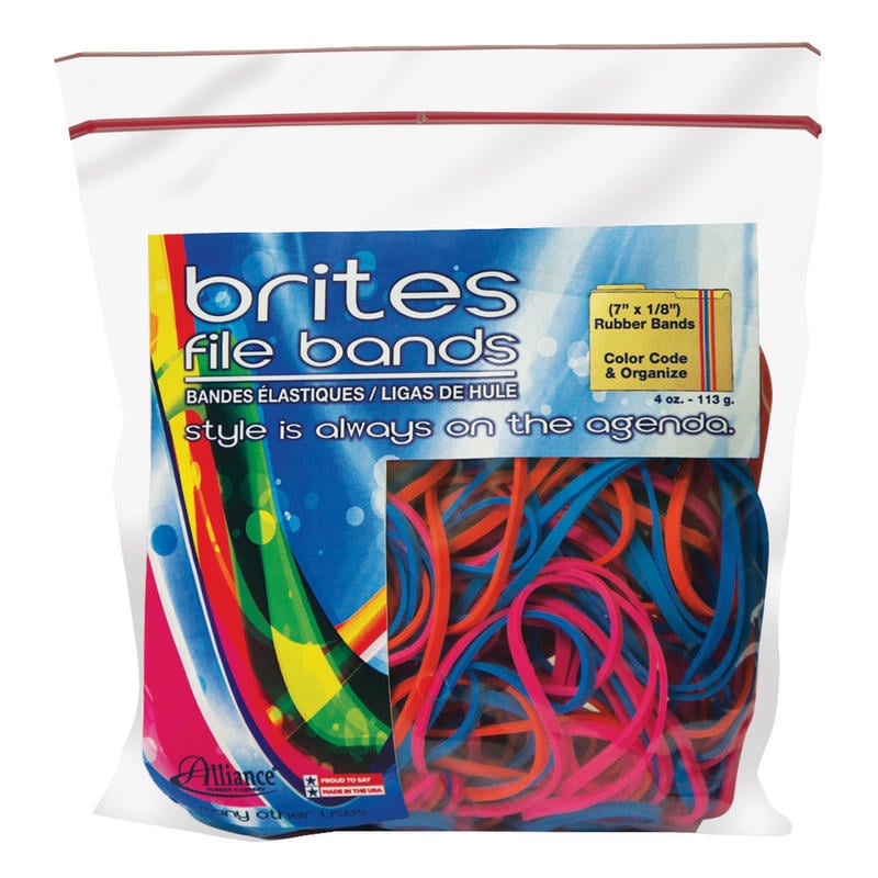 Alliance Rubber Brites File Bands, Assorted, Bag Of 50 (Min Order Qty 20) MPN:7800