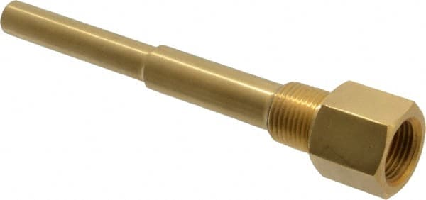 6 Inch Overall Length, 1/2 Inch Thread, Brass Standard Thermowell MPN:.5-260S-U4.5