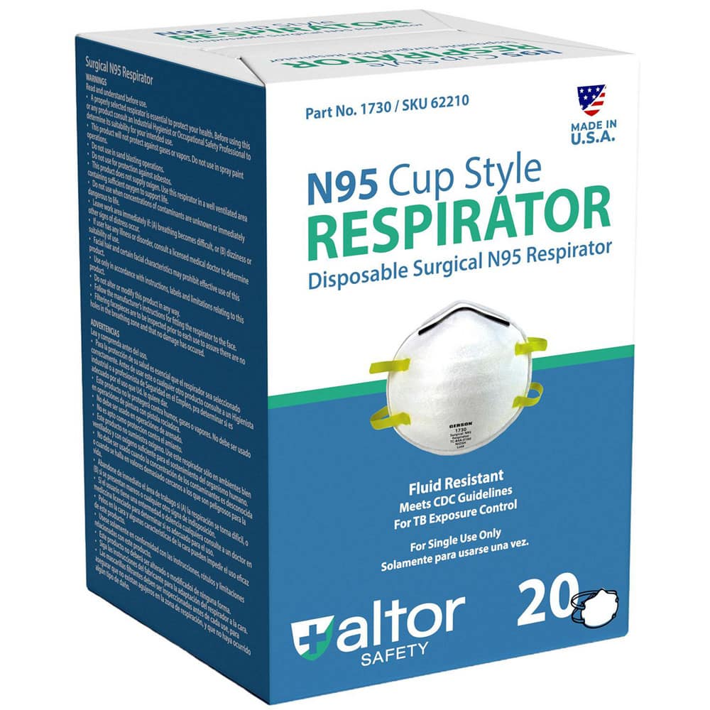 Disposable Respirators & Masks, Product Type: N95 Respirator , Niosh Classification: N95 , Exhalation Valve: No , Nose Clip: Contains Nose Clip  MPN:62210