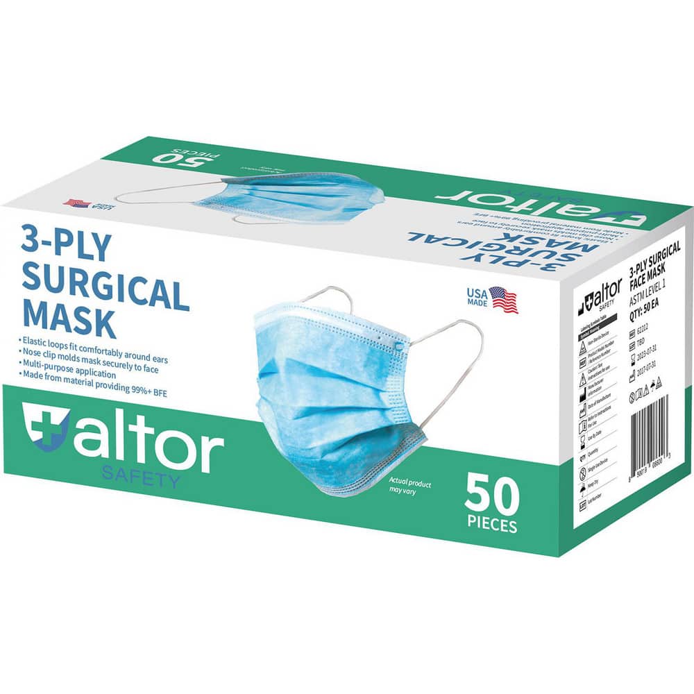 Face Mask & Disposable Pleated Mask: Contains Nose Clip, Blue, Size Universal & Adult MPN:62212