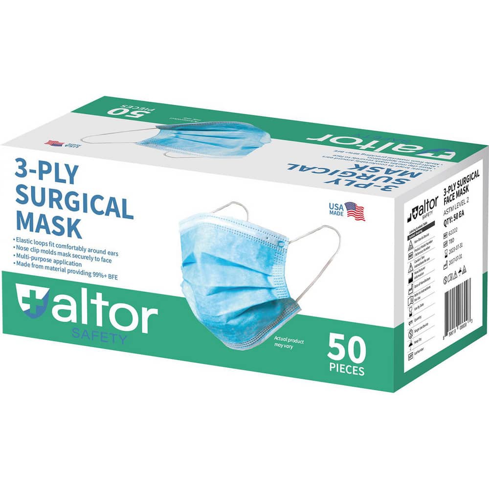 Face Mask & Disposable Pleated Mask: Contains Nose Clip, Blue, Size Universal & Adult MPN:62222