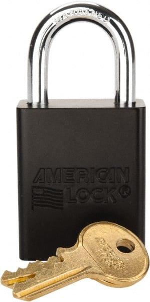 Lockout Padlock: Keyed Alike, Aluminum, 1.0000 High, Steel Shackle, Black MPN:A1105KABLK-2214